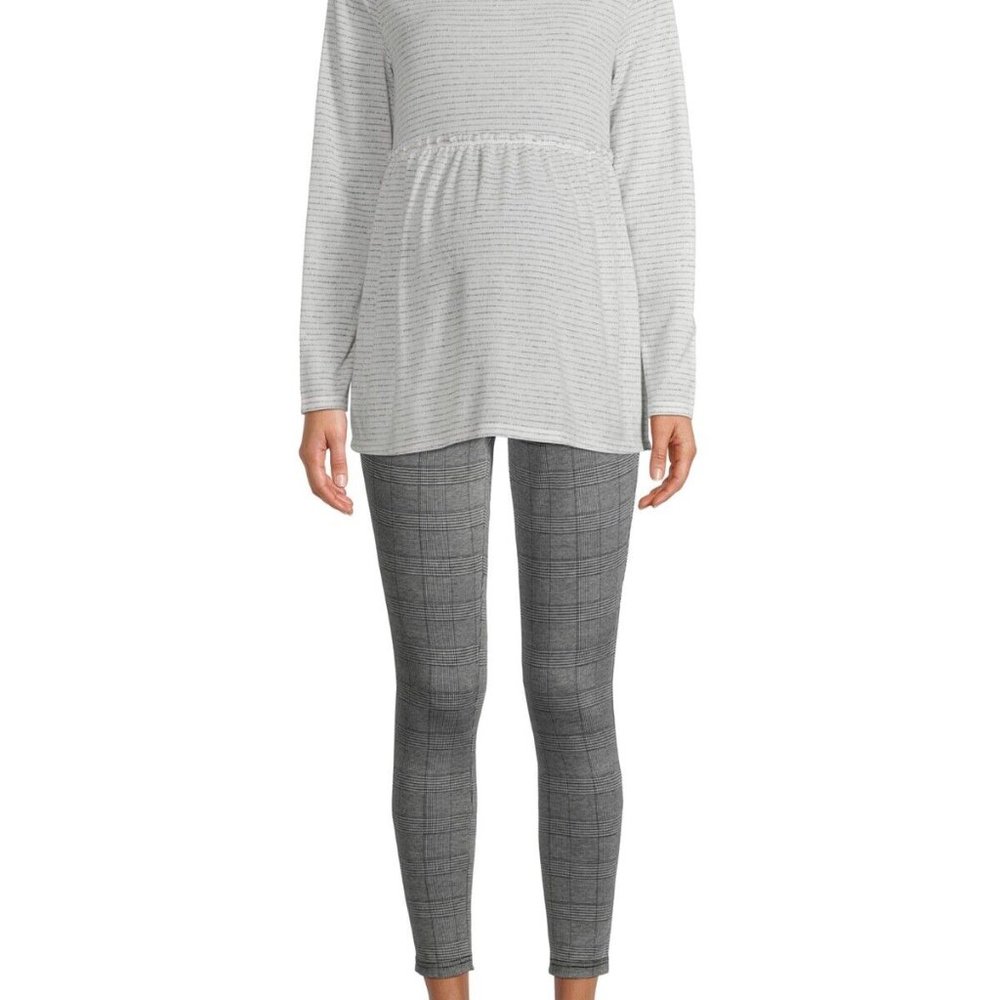 Time & True Womens Maternity Jeggings Size S-XL Gray Plaid Soft & Comfortable - Picture 3 of 8